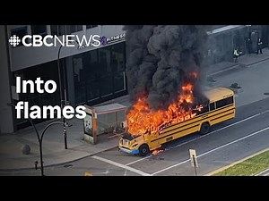 5 children and driver escape before electric school bus catches fire in Montreal
