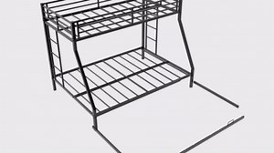 Metal Twin Over Full Bunk Bed with Trundle, Heavy Duty Bunk Beds with Full-Length Guardrails & Double Side Ladders, 3 Bunk Beds for Kids Teens Adults, Noise-Free (Black, Twin Over Full)