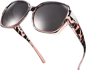 Square Oversized Polarized Fit Over Sunglasses Over Glasses with Lightweight Large Frame for Woman Man