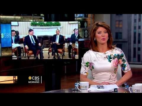 Norah O'Donnell - gorgeous in tight flower dress & tall heels - Jun 7, 2013