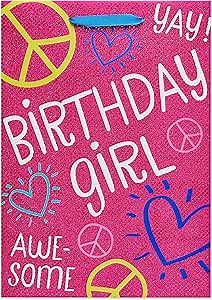 American Greetings Birthday Girl Peace Sign Cardstock Paper