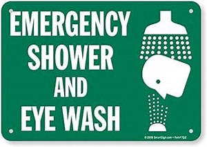 SmartSign 7 x 10 inch “Emergency Shower And Eye Wash” Sign with Symbol, Digital Printing, 55 mil HDPE Plastic, Green and White