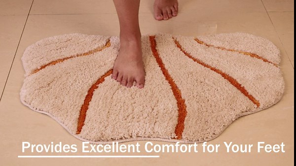 Seashell Bathroom Mat, Super Absorbent & Quick-Drying Rug, Non-Slip Backing, Plush Comfort High-Density Rug, Machine Washable, Seashell Shaped Rug, 29.5x17 (Brown/Tan)