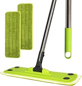 Microfiber Mops for Floor Cleaning - Flat Floor Wet Dry Dust Mop for Hardwood Floors Laminate Wood Tile Vinyl Wall Hard Surface, with 2 Washable Mop Pads and 5 dust Papers