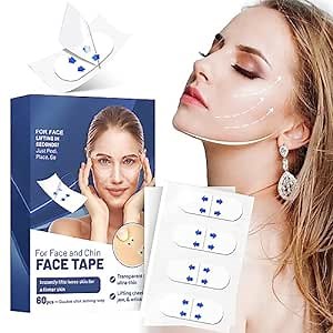 Face Lift Tape Wrinkle Patches - Face Tape Lifting Invisible, Instant Face Lift V-shaped Face, Makeup Tool Smooth Facial Double Chin Wrinkles Lift Saggy Skin, Face Lifter Tape Waterproof (60 PCS)