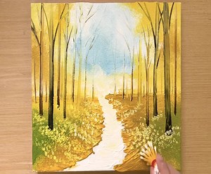 How to Paint a Forest / Yellow Acrylic Painting | Painting Skills