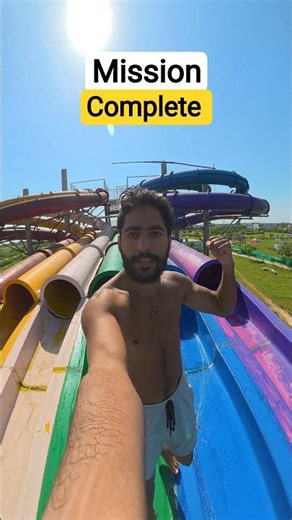 Playing Rock, Paper, scissor on waterslide pov
