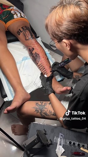 Client #79 Customized Half Leg Tattoo 🙏 Details of background to be continued #halflegtattoo #customizedtattoo #prayinghandstattoo #crosstattoo #bibleversetattoo #tattoo #tattooideas #tattoodesign #tattooartist #tattooshop #tiktok #tiktokviral #tiktoker #fyp #fypシ゚ #foryou