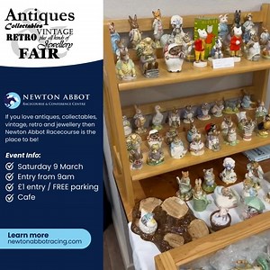 ⏰ The Antiques & Collectables Fair takes place next week! Wander amongst the stalls in search of a hidden treasure in one of the many antiques stalls inside and outside of the racecourse, plus, you can enjoy an all day brunch for just £7.50.  Saturday 9 March ️ Entry from £1 ️ FREE parking  All day brunch Details  https://bit.ly/3wolEGU | Newton Abbot Racecourse | Facebook