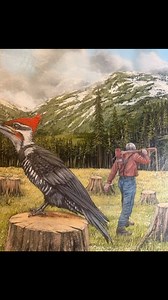 The giving tree. #woodpecker #animalart #surrealism #artist #artgallery #landscape #contemporaryart #pnwartist #acrylicpainting #fineart | Tyson Grumm, artist