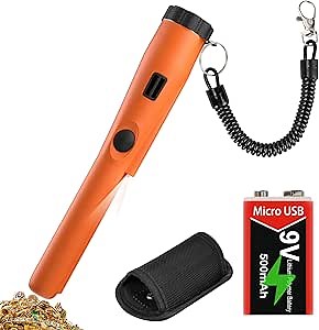 Metal Detector Pinpointer, Metal Detector with 500 MAH 9V USB Rechargeable Battery for Adults - Metal Detector Wand,Waterproof Handheld Pin Pointer Wand, Search Treasure