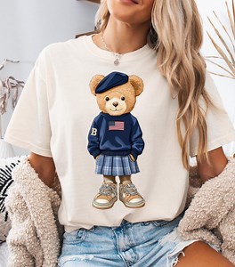 Vaterländischen Vintage-Bär PNG PDF PDF Vaterländischer Teddybär Digitaler Download Preppy USA Bär Mama und Ich Fourth of Jully Shirt Design Printable - Etsy.de