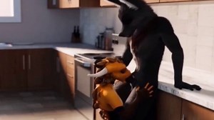 Furry Wolf Kitchen Blowjob Animation