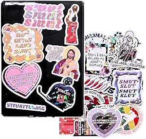 Smutty Smut Book Stickers for Kindle Case,Holographic Dark Romance Bookish Adult Booktok Lover Reading Gift,Water Bottle Pink Aesthetic Spicy Tok Club Glitter Laptop Decal Vinyl Skin 50PC