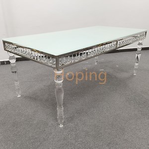 [Hot Item] Luxury Space Saving Dining Table for 6 Rectangular Dining Table with Acrylic Decoration Pendant for Wedding Restaurant