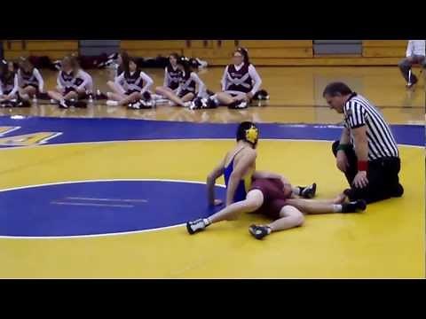 choke out in wrestling match (inverted triangle choke)
