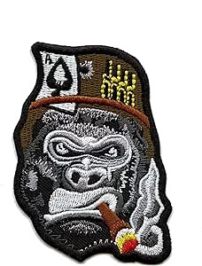 Gorilla General Smoking Cigar Patch War Lord Embroidered Iron On
