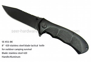 [Hot Item] 8" 420 Stainless Steel Blade Tactical Knife (SE-K51-BK)
