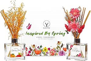Gayo Reed Diffuser Set of 2 - Spring Scents, Made with Natural Extracts, Free from Alcohol & Parabens, Home Fragrance Set with Aromatherapy Essential Oils, – Great for Gift-Giving