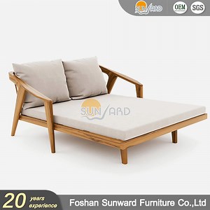 [Hot Item] Modern Outside Garden Hotel Beach Furniture Customized Outdoor Teak Wood Swimming Pool Daybed