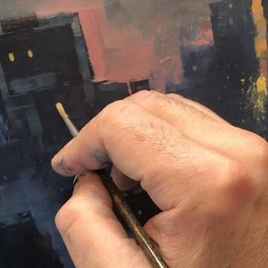 Painting city lights. You need not to worry about a system you have to think more outside of the box. #JustinBUA #Cityscape #AcrylicPaints #Liquitex #Airbrush #UrbanArt #ArtTeacher #BobRoss | Justin Bua