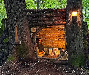Bushcraft SURVIVAL Shelter, Building Warm Natural Dugout and Fireplace | KaKa & ABOY