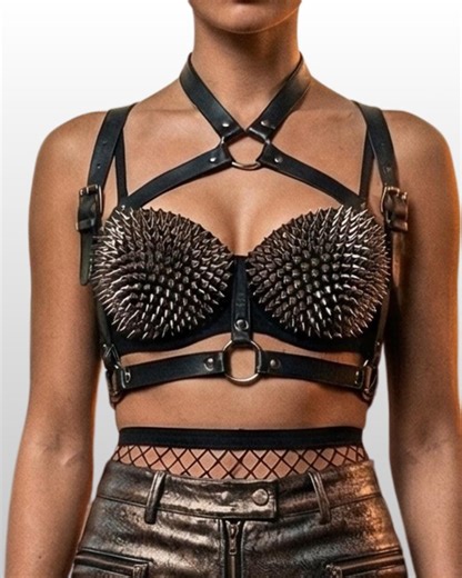 Spiked Rave Bra Top – Studded Festival Bralette, Black Punk Goth Clubwear, Burning Man Statement Top - Etsy