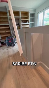 Scribing some scribe Moulding to Baseboard. Loving it! #contractor #woodworking #renovation #tools | Benderhomes