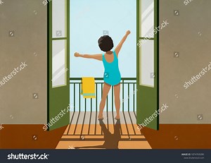 Girl Bathing Suit Stretching Arms On Stock Illustration 1874769280 | Shutterstock