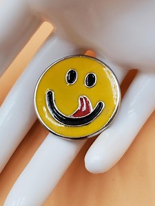 Vintage Enamel Smiley Face With Tongue Sticking Out Pin - Etsy
