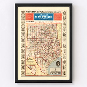 Texas Map 1912, Vintage Texas Map, Old Texas Art, Wall Art Gift for Texas History Lovers Retro Decor - Etsy
