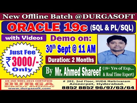 ORACLE 19c Offline Training @ DURGASOFT