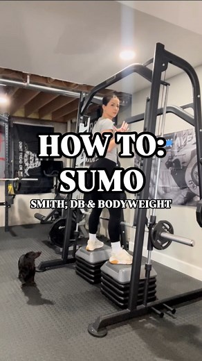 My favorite booty building deadlift and its most common variations so now YOU don’t have any excuses to NOT work them glutes 🍑⚡️ 🍑Sumo smith machine which also translates to barbell! 🍑Sumo dumbbell 🍑Sumo bodyweight with techniques to increase the difficulty with tempo lifting and pauses 🍑Sumo Weiner dog - *can sub Weiner dog with any household object* I absolutely LOVE this exercise and all it does for my glutes!!! Should I continue to post glute content? Should I drop a Month To Month Fit 