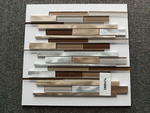 [Hot Item] Brown Select House Decorative Feature Strip Glass Mix Aluminum Mosaic Wall Tiles