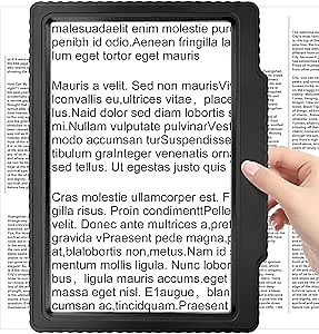 5X Large Page Magnifying Glass for Reading, Full-Page Viewing Area Magnifier Handheld Lightweight Magnifier for Reading Seniors and Low Vision Person Silver
