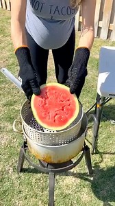 She deep fried a watermelon #watermelon #deepfryer #popcorn #outdoorcooking #summer | Jennifer Harrison