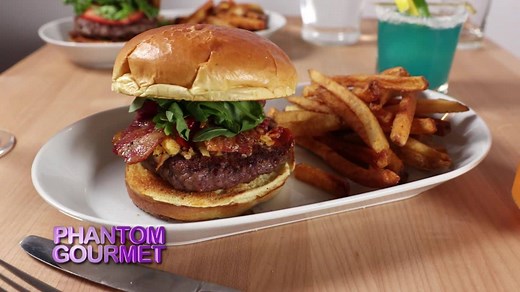 Insanely juicy burgers. A hot spot for wine lovers. Maple bourbon bacon chicken wings. | Phantom Gourmet