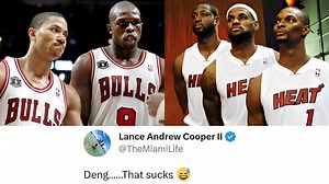 Fans cannot believe that a failed Luol Deng trade stopped LeBron James and Dwyane Wade from joining Derrick Rose in 2010: "Deng……That sucks"