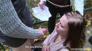 Czech couples fuck outdoor for money