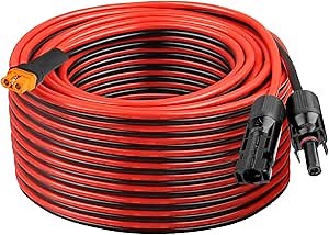 XRDS -RF Solar Panel Adapter Cable to XT60i 75FT - 10AWG XT60i Female Solar Cable Tinned Copper Wire with PVC Jacket, XT60i Solar Extension Cable for Power Station and Portable Generator