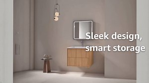 24" Floating Bathroom Vanity with Sink, Wall Mounted Solid Wood Plywood Bathroom Vanities with 2 Big Drawers and White Integrated SMC Resin Basin, Nature Wood Walnut