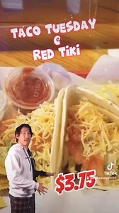 Don't miss the best deal in town. Three hard or soft shell tacos with four blends of Mexican cheese, fresh lettuce, thick salsa and sour cream for only $3.75. #tacotuesday #redtikibarandgrill #redtiki #redtikibar #Tiki #eatlocal #foodlover #Lealman #KennethCity #ilovestpete | Red Tiki Bar and Grill