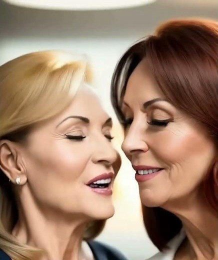 Passion and Love : mature lesbians kissing video