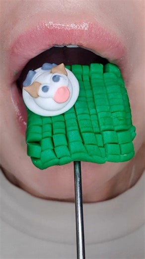 ASMR Satisfying Eating Soft Fondant Cow 🐄 #asmr #relaxing #satisfyinglips | Satisfying Lips