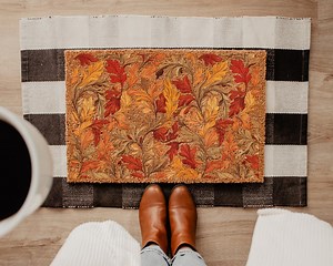 Colorful Doormat, Leaf Doormat, Leaf Art, Bohemian Decor, Floral Decor, Housewarming Gift, Closing Gift, Welcome Mat, Front Door Mat - Etsy