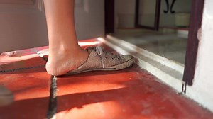Women Take Off Shoes and Working To the Room Stock Video - Video of beautiful, pain: 145112593