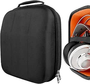 Geekria Shield Headphones Case Compatible with AKG K 240, K 92, K 712 Pro, K 702, K 701, N90Q, M220, K 553, Replacement Hard Shell Travel Carrying Bag with Cable Storage (Black)