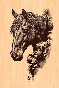 Horse Portrait Laser Engraving PNG, Smoke Forest Wood CNC, Design Digital Western Spirit Art - Etsy Canada