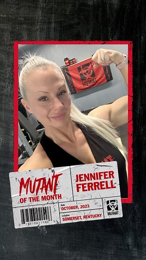 👑💥 Jennifer Ferrell claims the title of October MUTANT of the Month! Jennifer embodies relentless progress, consistently putting in the work without hesitation. This celebration is a testiment to the rewards of her dedication and hard work. Congratulations, and continue to showcase those inspiring progress photos! 💪📸 #MutantNation #LeaveHumanityBehind | Mutant