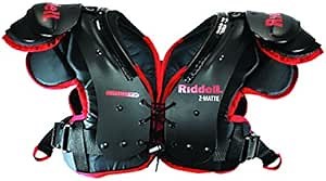 Riddell Youth Z-Matte Football Shoulder Pads, Black/Scarlet, Medium